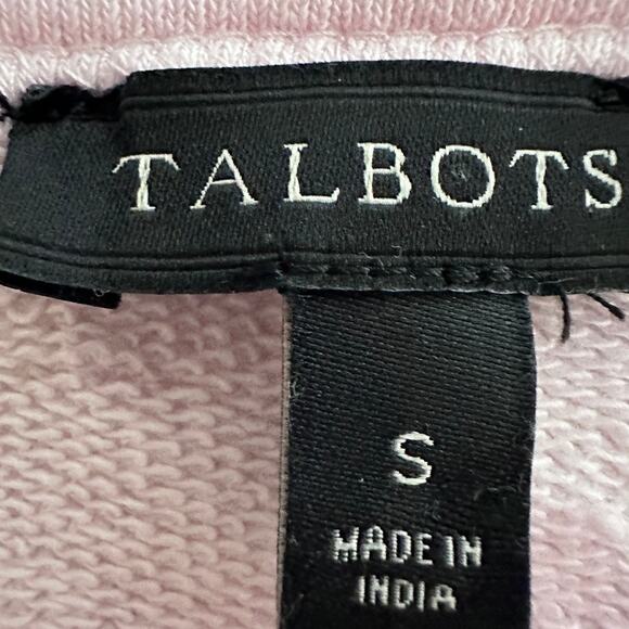 Talbots Pink Embroidered Floral Tulip Crewneck Sweatshirt Womens SMALL Cottage - Picture 7 of 11